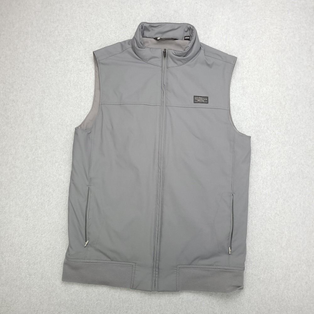 TravisMathew Vest Mens Small Gray Full Zip Golf Soft Shell Insulated Outerwear